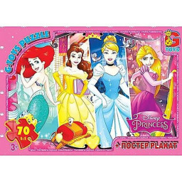 Дитячий пазл "Принцеси Дісней" G-Toys PD91 плакат 70 елементів