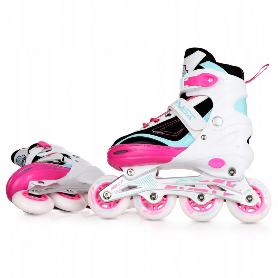 Роликовые коньки SportVida 4 в 1 SV-LG0033 размер 39-42 White-Pink-Blue