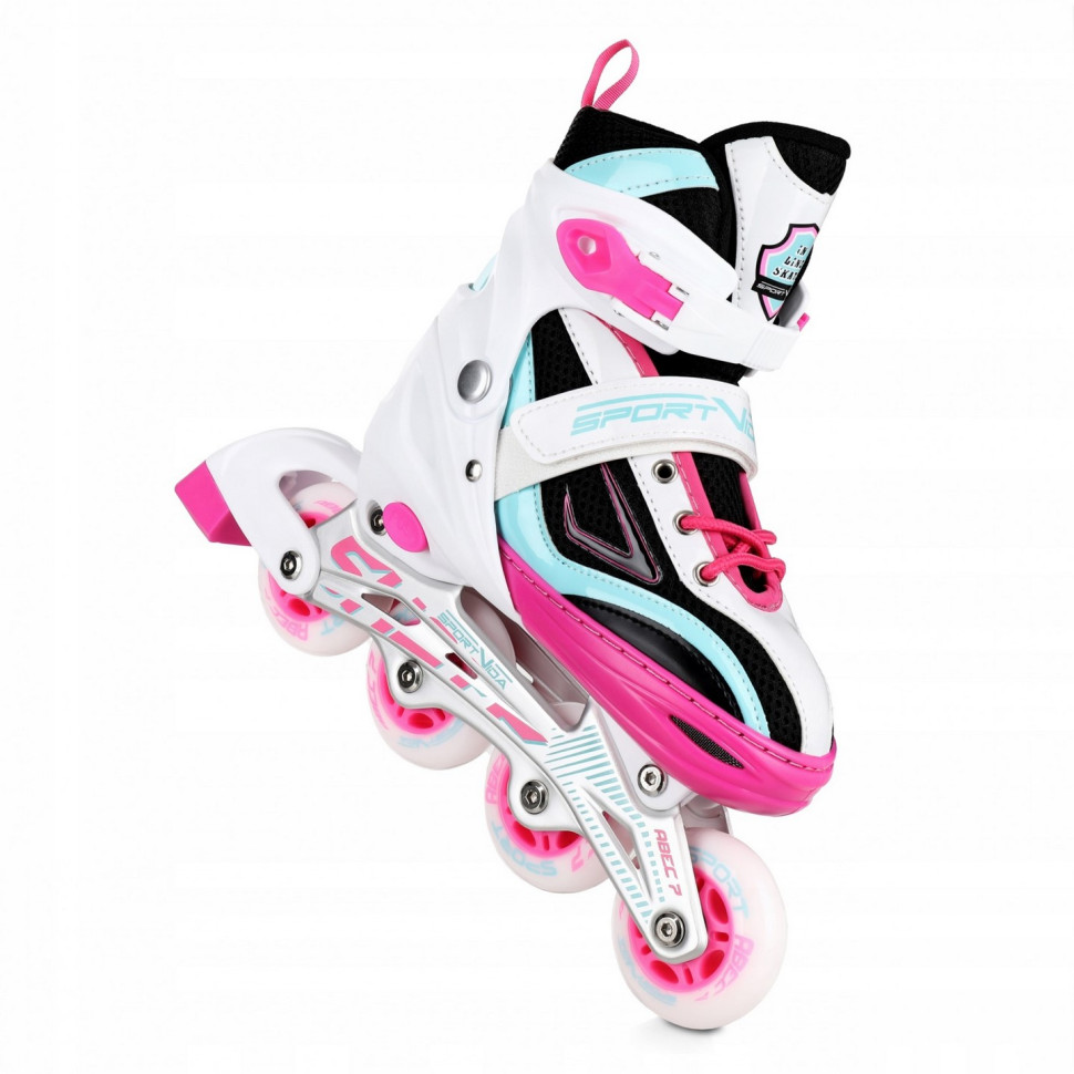 Роликовые коньки SportVida 4 в 1 SV-LG0033 размер 39-42 White-Pink-Blue