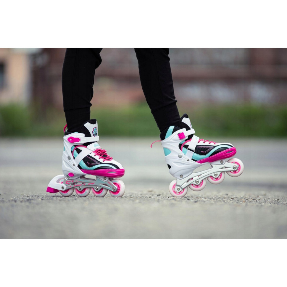 Роликовые коньки SportVida 4 в 1 SV-LG0033 размер 39-42 White-Pink-Blue