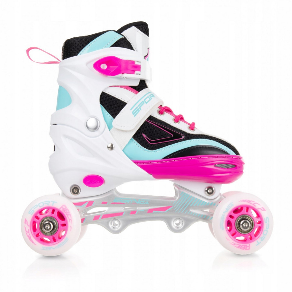 Роликовые коньки SportVida 4 в 1 SV-LG0033 размер 39-42 White-Pink-Blue