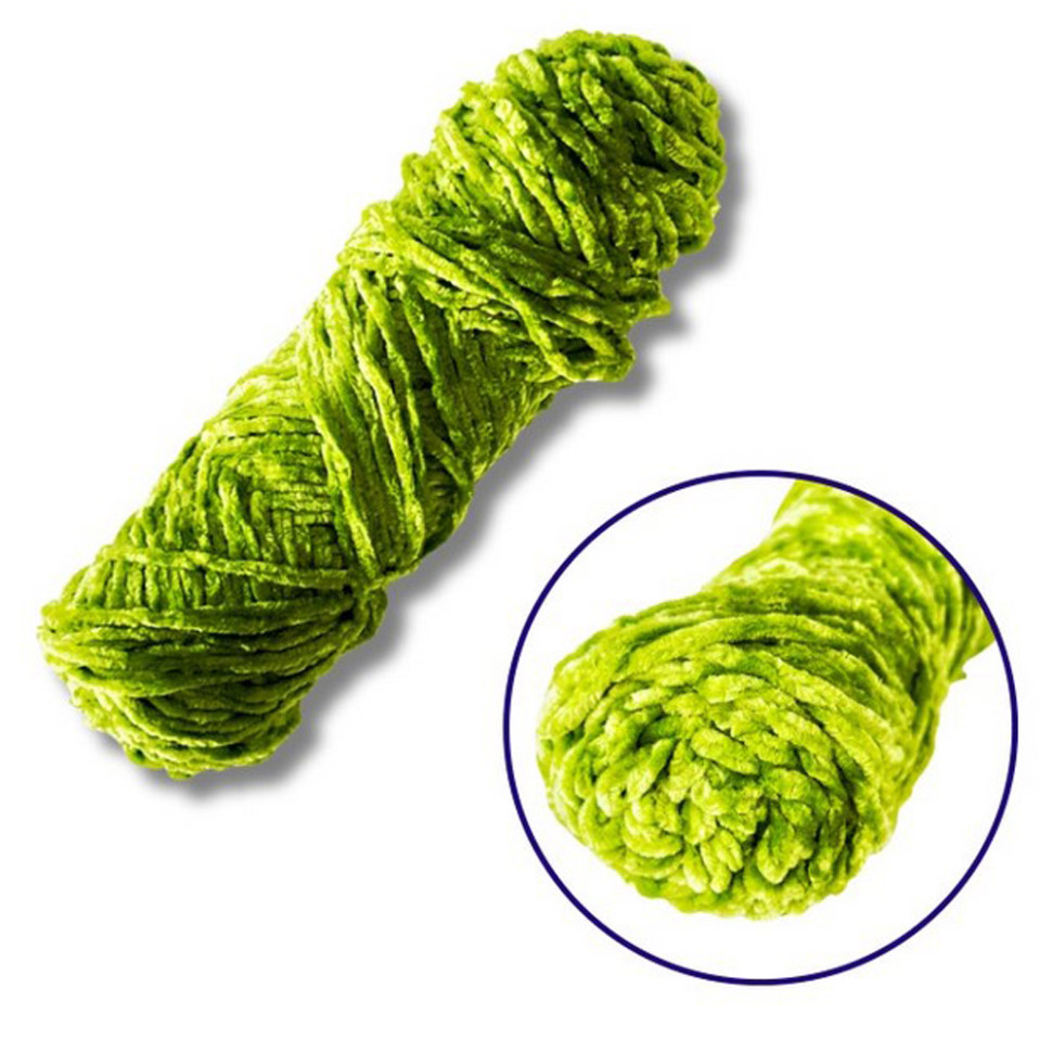 Пряжа плюшевая синель Brushme PP117, 100 грамм, 100% полиэстер, зеленый