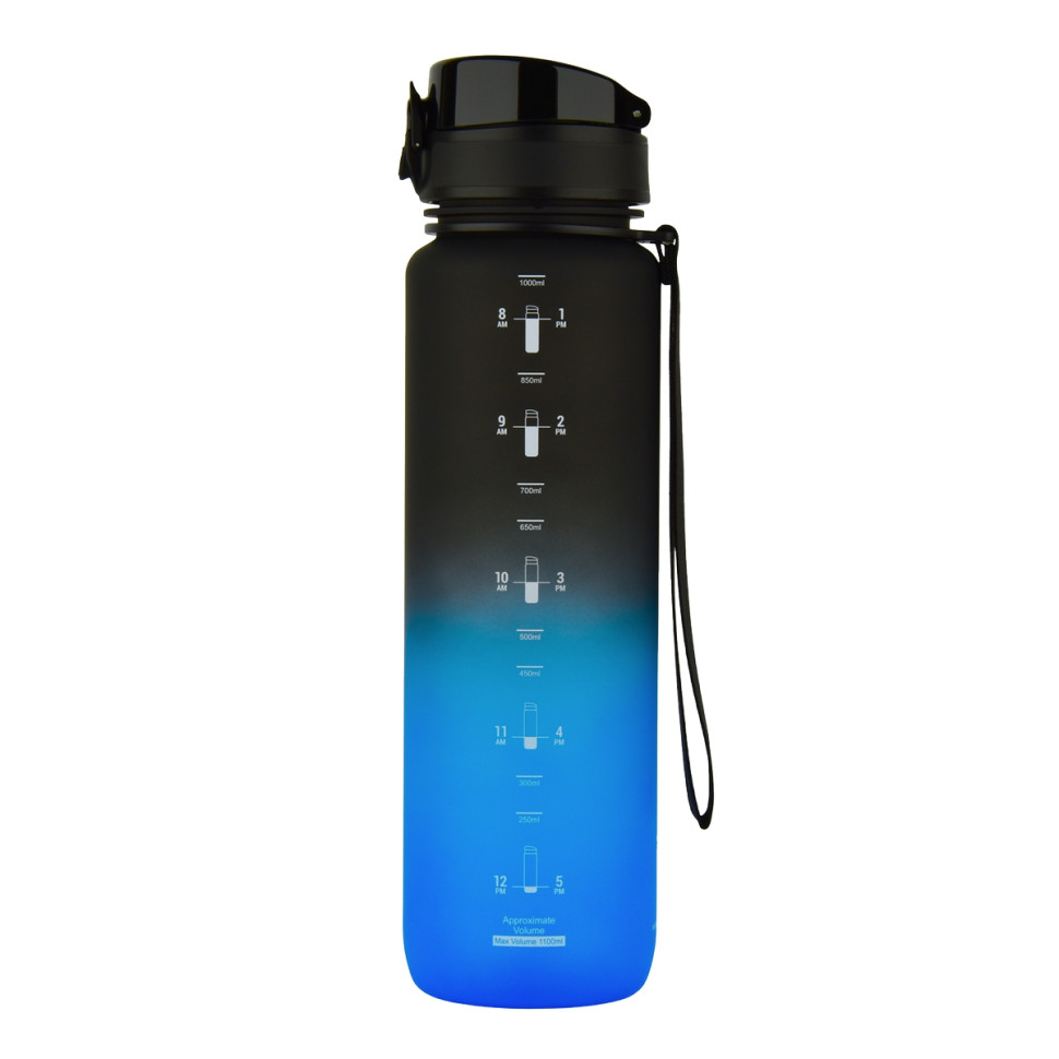 Бутылка для воды UZSPACE 3038(Black-Blue) 1000 мл, черно-синяя