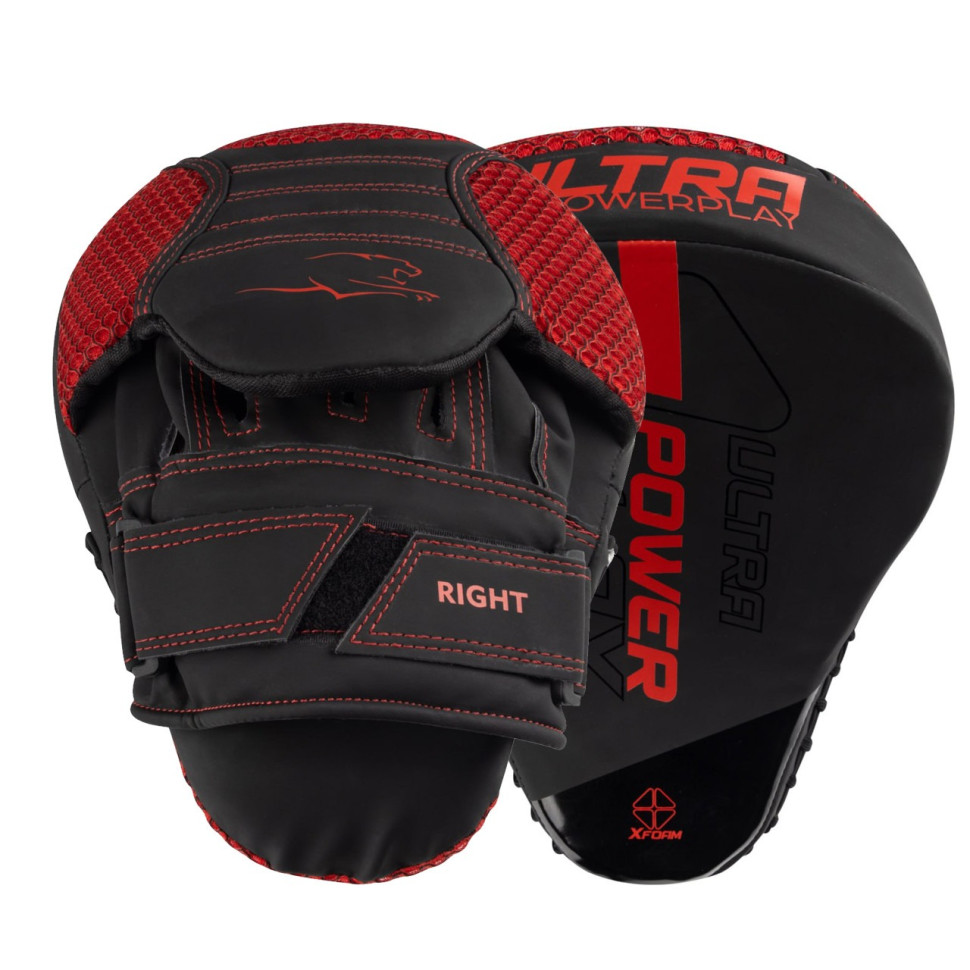 Лапы боксерские 3044 Pro Carbon Ultra Series PowerPlay PP_3044_Bl/Red Черно-Черные [пара]