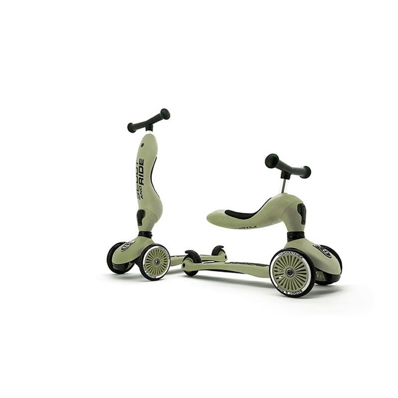 Самокат трехколесный 3 в 1 Highwaykick-1 Scoot and Ride SR-160629-OLIVE оливковый, до 50 кг