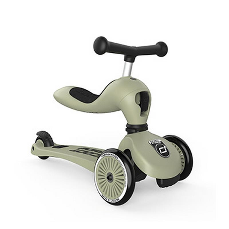 Самокат трехколесный 3 в 1 Highwaykick-1 Scoot and Ride SR-160629-OLIVE оливковый, до 50 кг