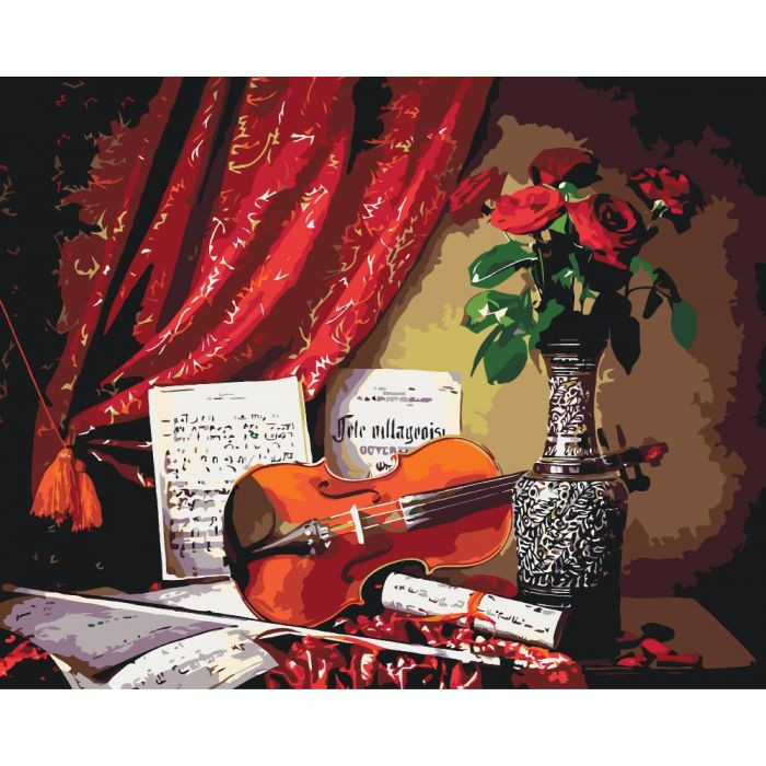 Картина за номерами Натюрморт "Мелодія скрипки 2" 40*50см KHO5513 по цене 240 грн.