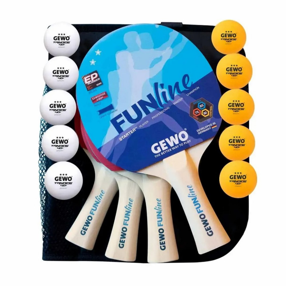 Набор для настольного тенниса Fun Time 4 Bats 10 Balls Gewo 931302