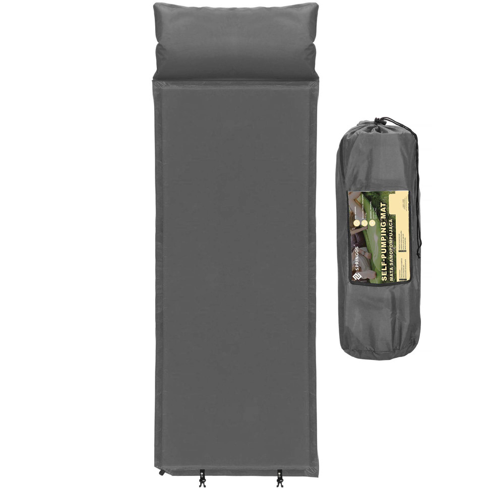 Коврик самонадувающийся с подушкой Springos PM035 до 110 кг 186x53x2,5 см