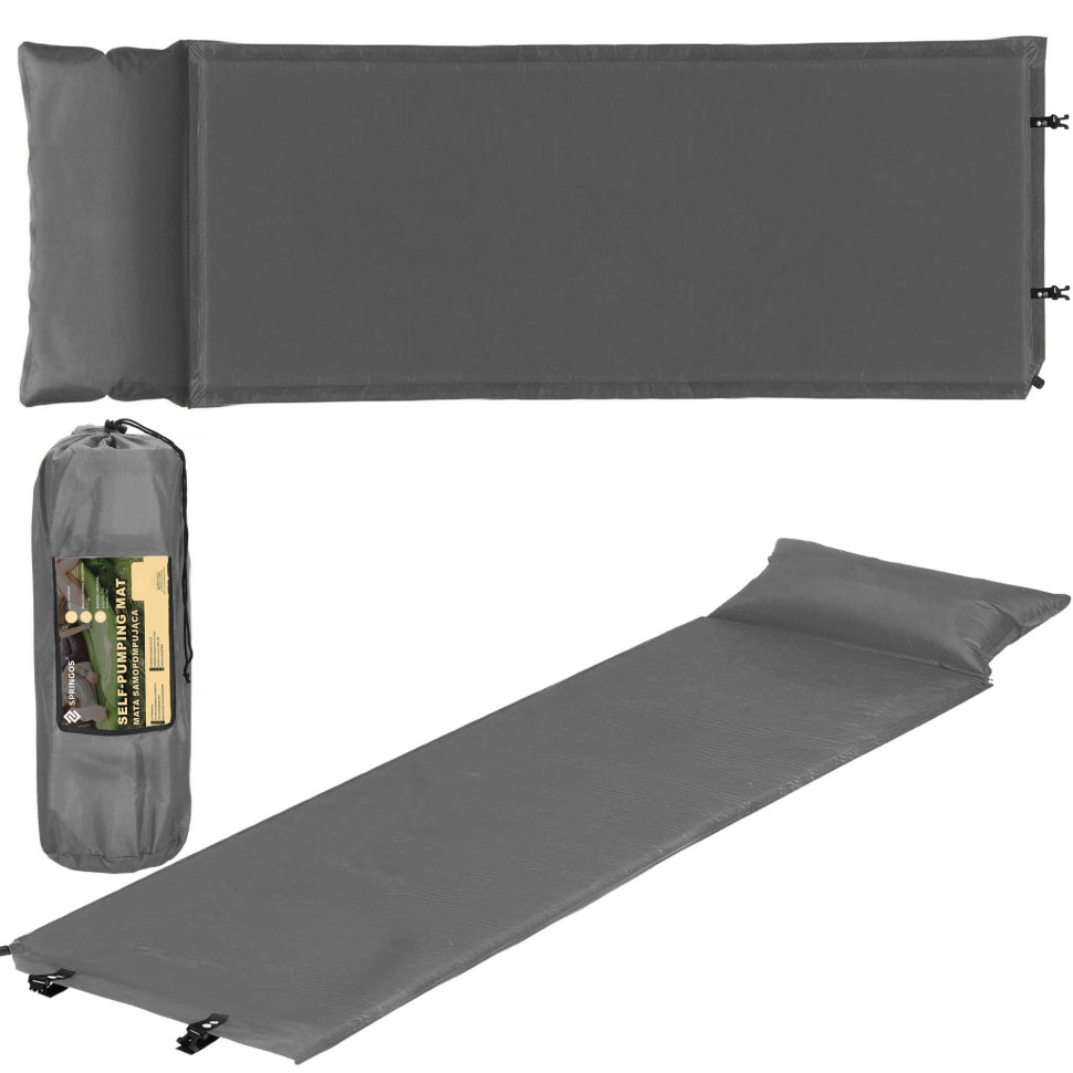 Коврик самонадувающийся с подушкой Springos PM035 до 110 кг 186x53x2,5 см