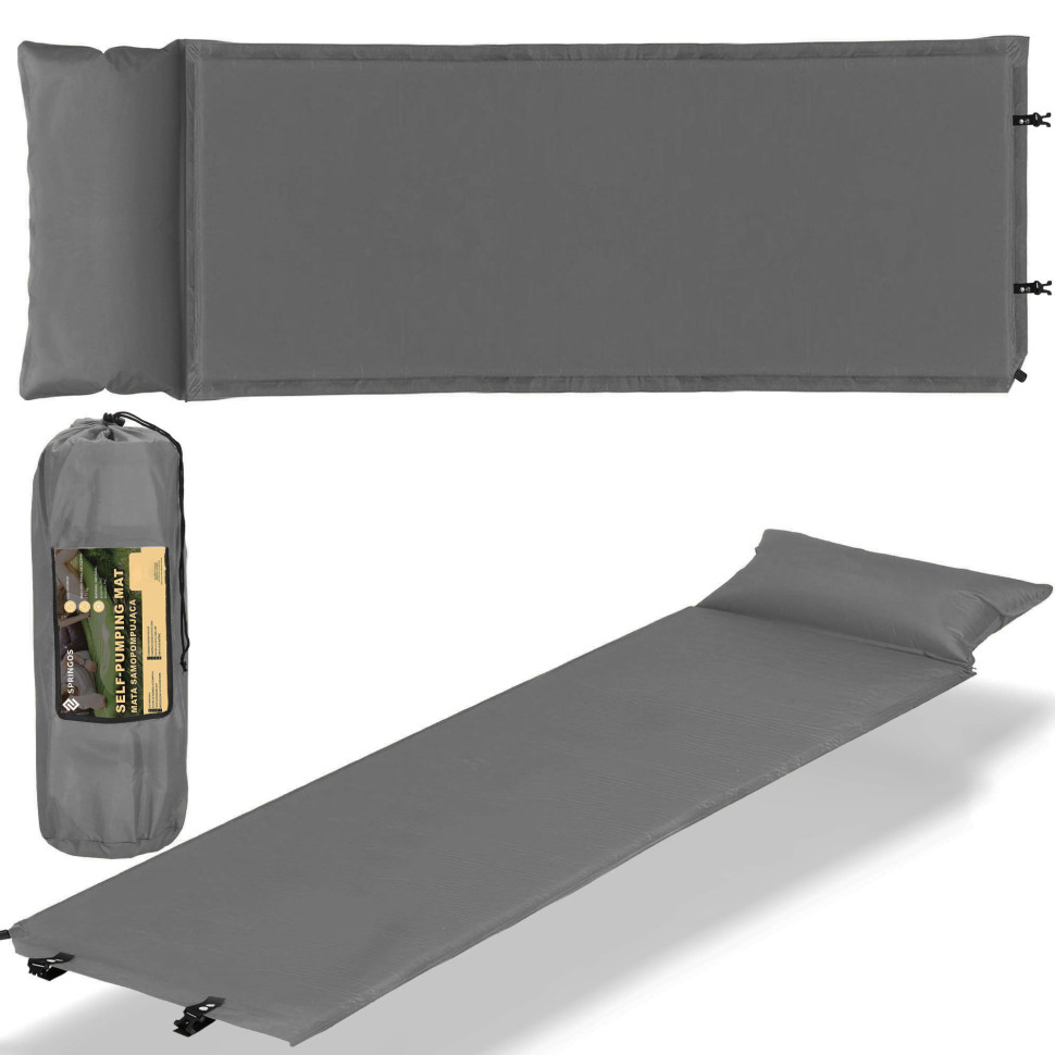 Коврик самонадувающийся с подушкой Springos PM035 до 110 кг 186x53x2,5 см