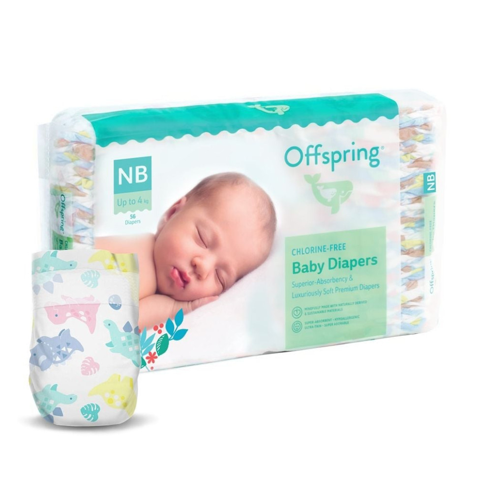 Подгузники для новорожденных до 4 кг Offspring DP-OI-FAT-NB56P-DNL размер NB 56 штук