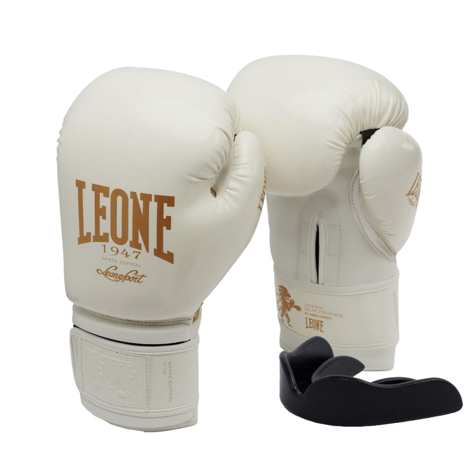 Боксерские перчатки GN059W Leone GN059W_White_10oz 10 унций (капа в комплекте)