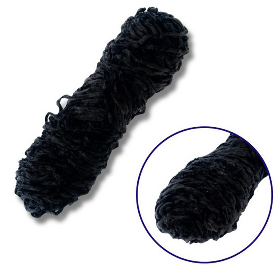 Пряжа плюшева синель Brushme PP116, 100 грам, 100% поліестер, чорний
