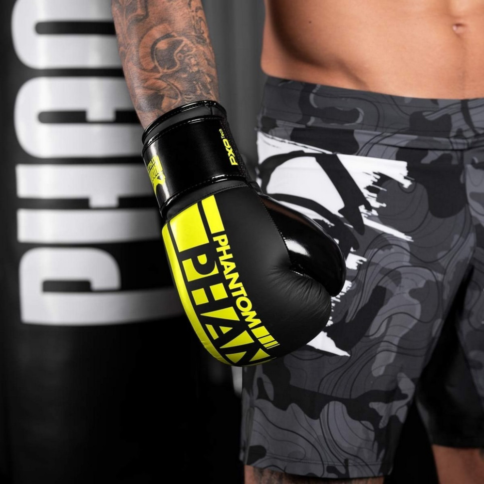 Боксерські рукавиці APEX Elastic Neon Phantom PHBG2300-16 Black/Yellow 16 унцій