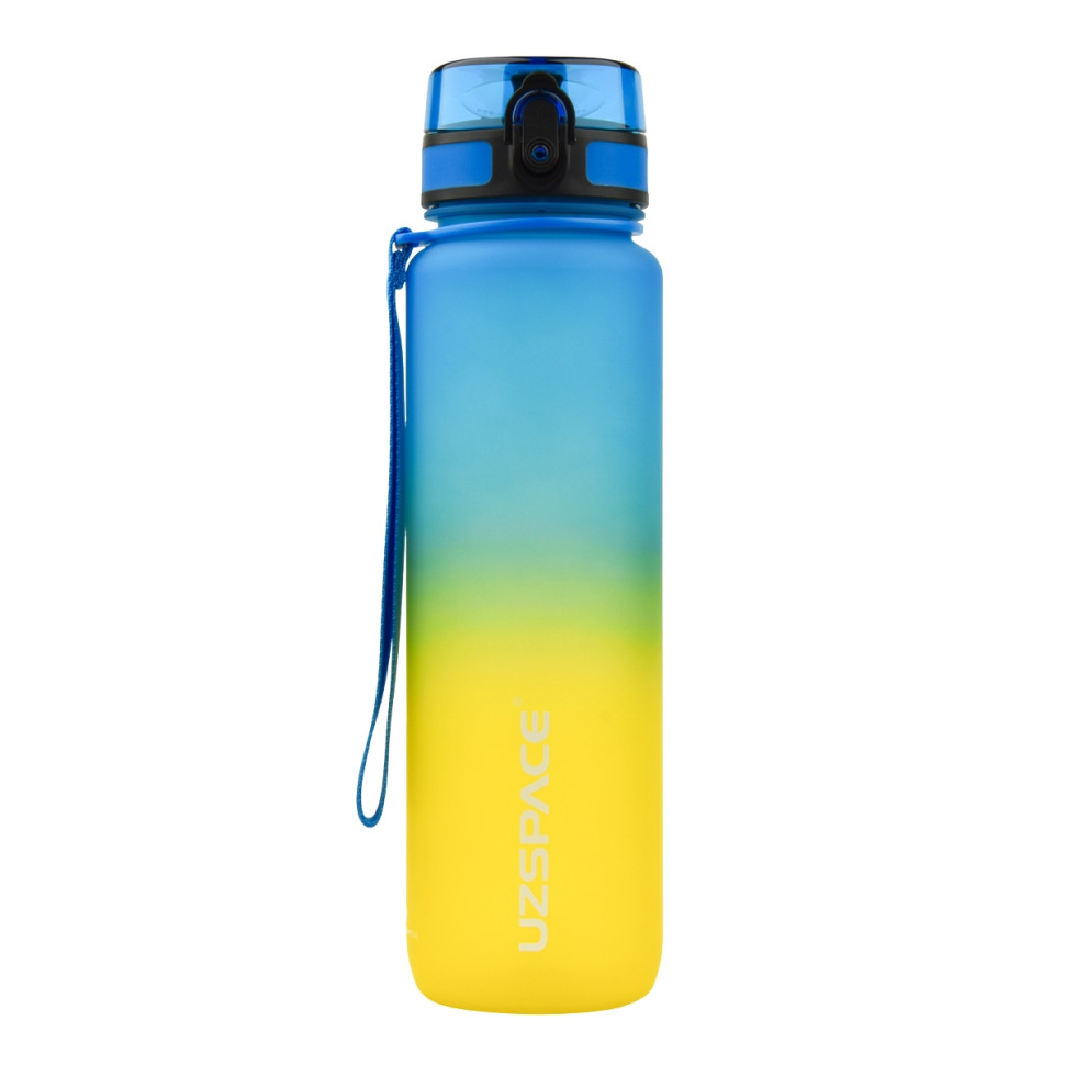 Бутылка для воды UZSPACE 3038(Yellow-Blue) 1000 мл, желто-голубая