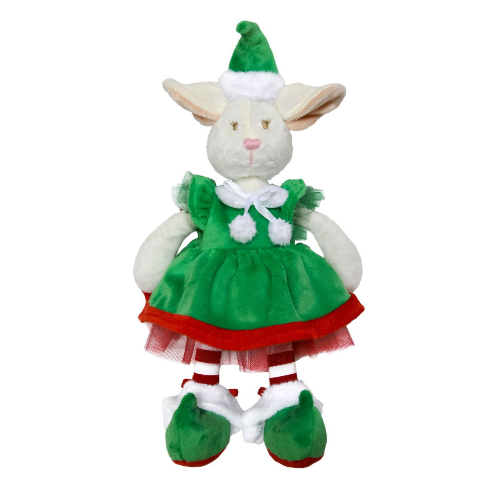 Детская мягкая игрушка Эльфик Айли Christmas ELFIKI ІГ-0079 в красно-зеленом платье