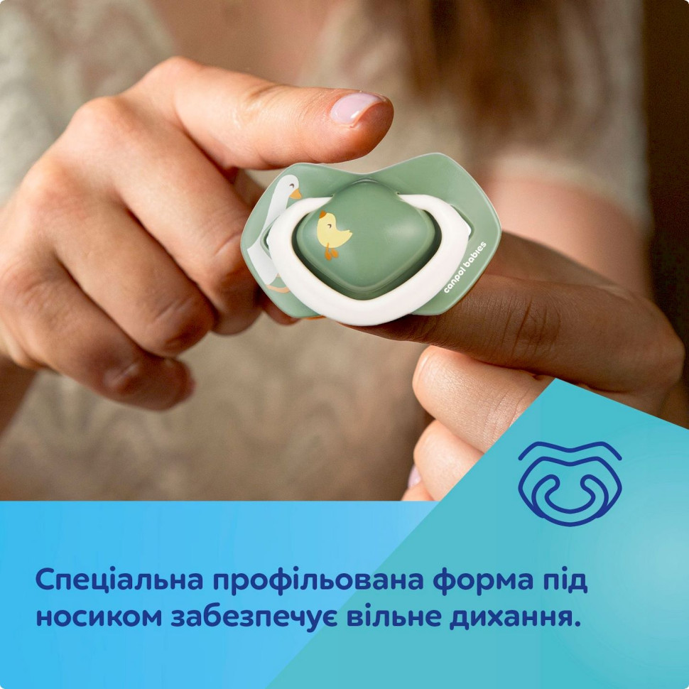 Пустышка силиконовая симметричная Гуси Canpol babies 22/667, 2 шт, 0-6 месяцев