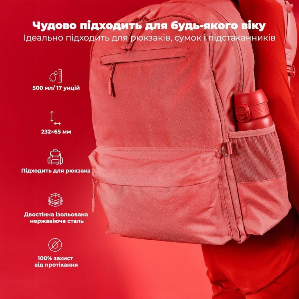 Пляшка для води вакуумна Vacuum Insulated ION8 I8TS500Red 500 мл, Red