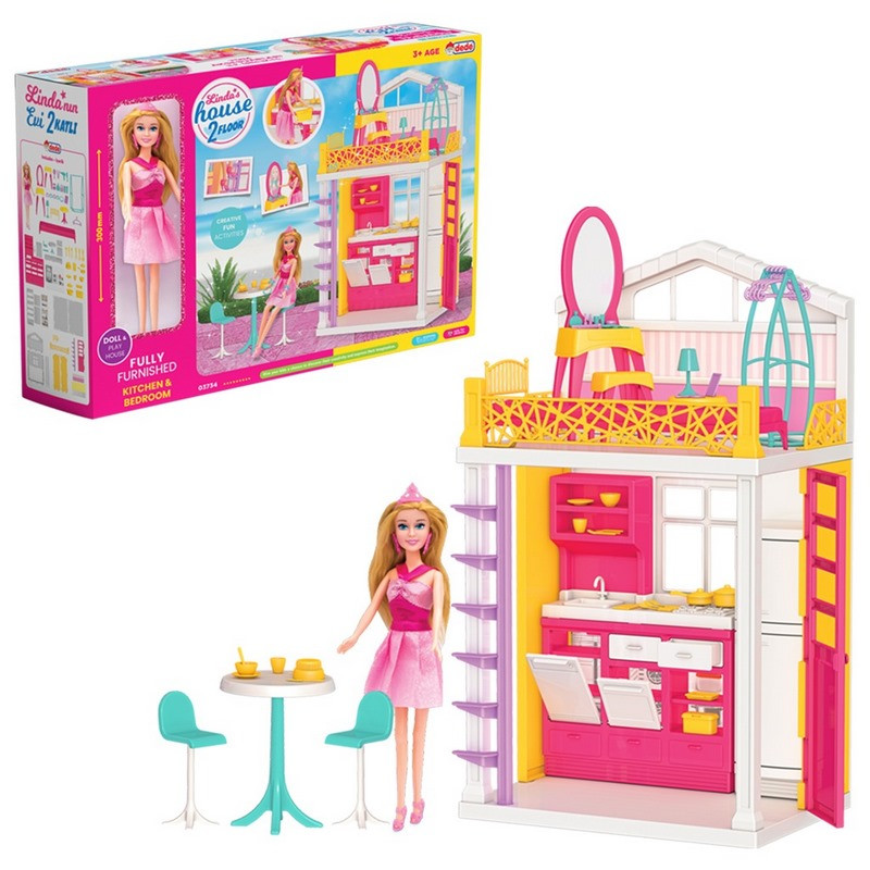 Игровой набор Домик для кукол Linda Dede 03734, 2 этажный