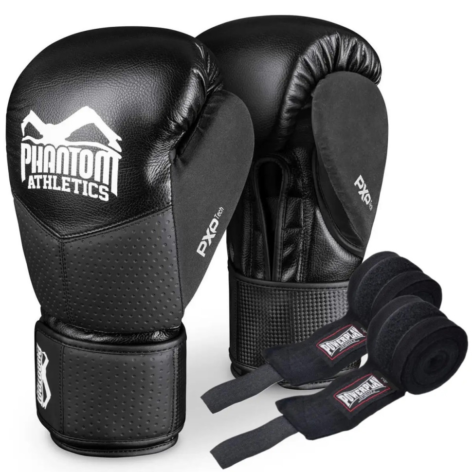 Боксерские перчатки RIOT Pro Phantom PHBG2540-14 Black 14 унций (бинты в подарок)
