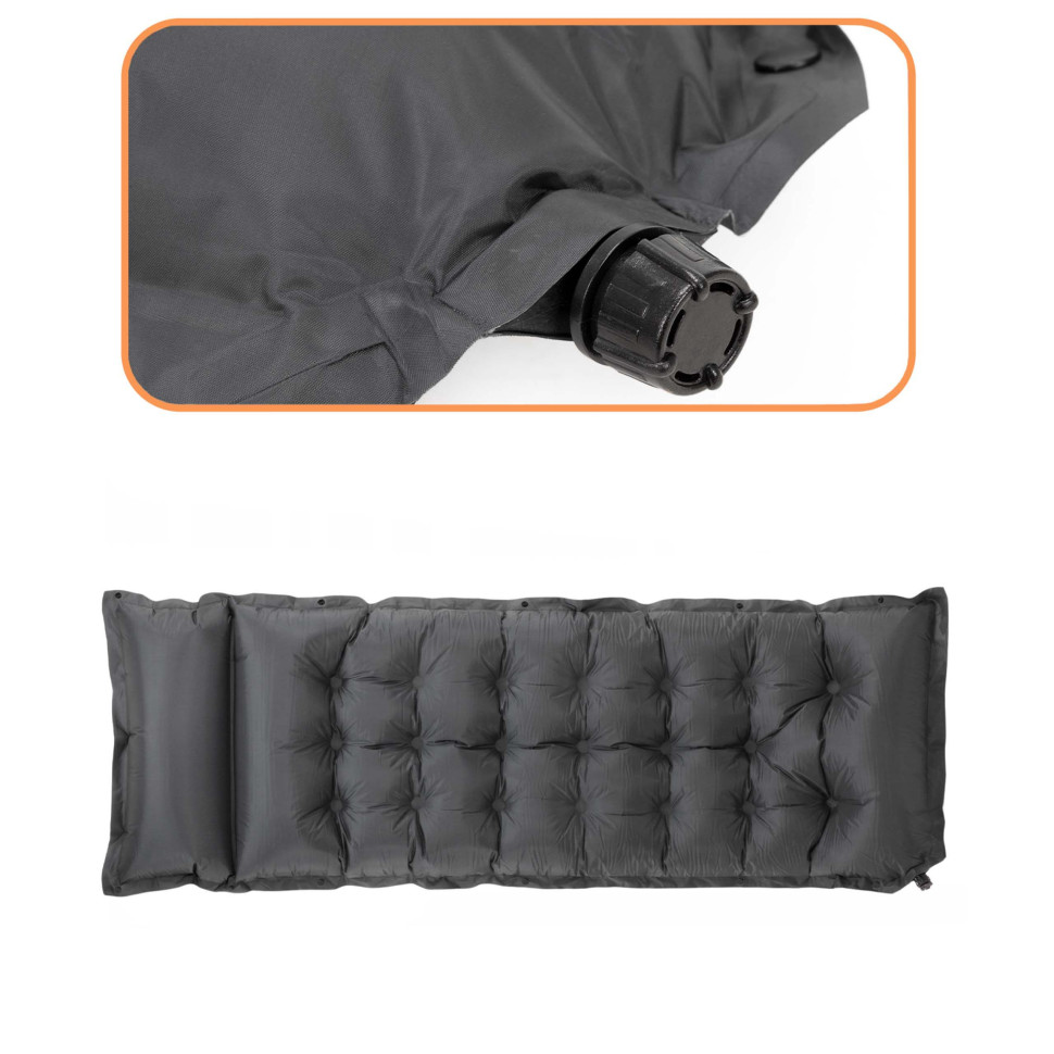 Коврик самонадувающийся с подушкой Springos PM053 Grey, до 110 кг 193x66x3,5 см