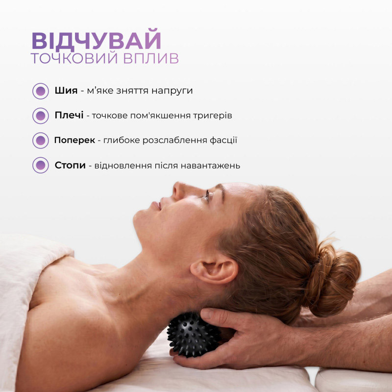 Масажний м'ячик EasyFit EF-1072-BK Goober із шипами чорний 16х6,5 см