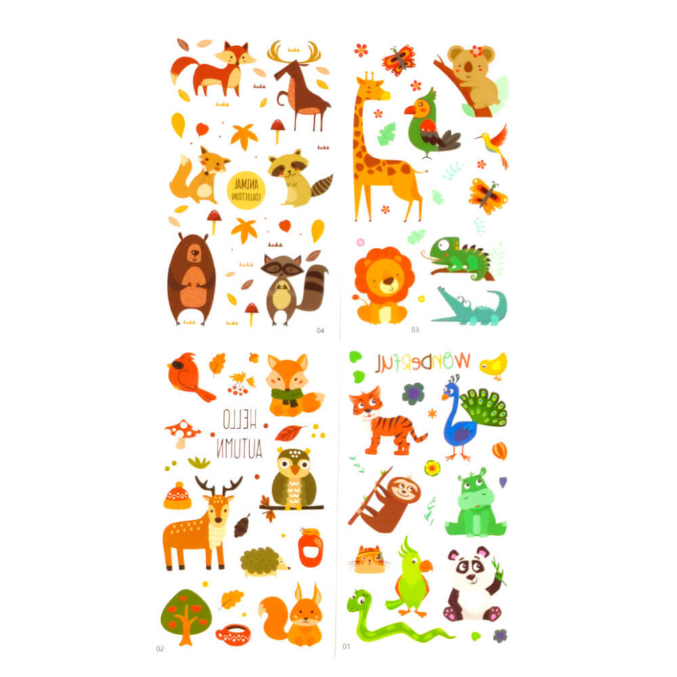 Набор детских временных тату «Животные» Fresh Tattoo tattoo-kids-mini-set-animals