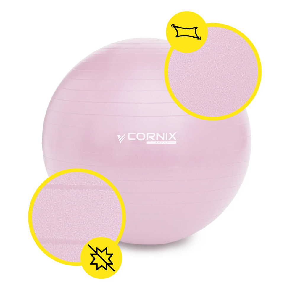 М'яч для фітнесу Anti-Burst Cornix XR-0361 рожевий 55 см