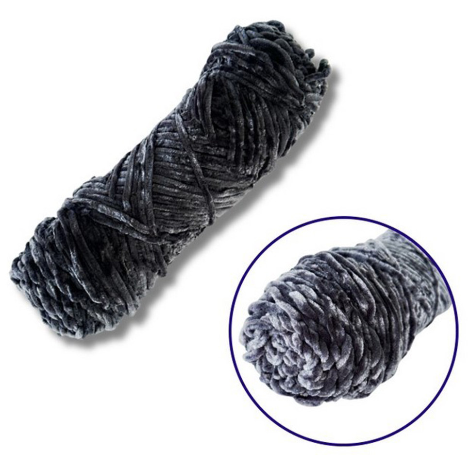 Пряжа плюшева синель Brushme PP115, 100 грам, 100% поліестер, темно-сірий