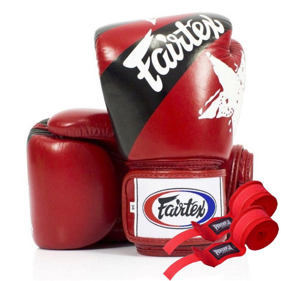 Боксерские перчатки Fairtex BGV1 Nation Print BGV1_Print_10oz_Red 10 унций (бинты в комплекте)