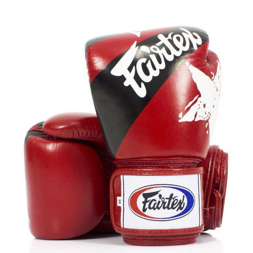 Боксерские перчатки Fairtex BGV1 Nation Print BGV1_Print_10oz_Red 10 унций (бинты в комплекте)