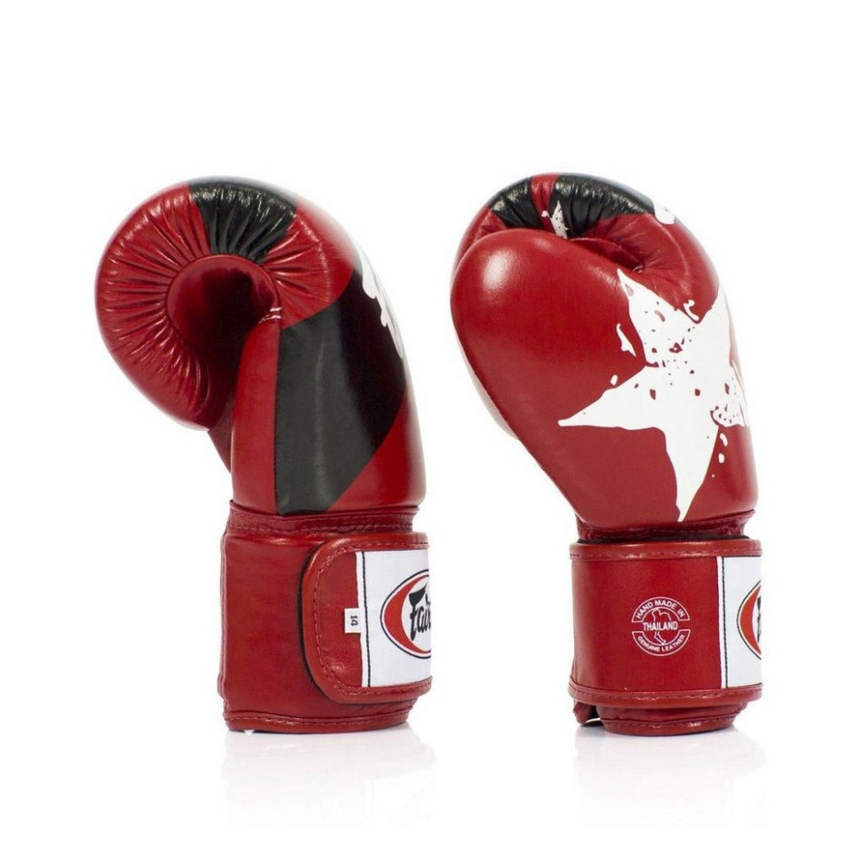Боксерские перчатки Fairtex BGV1 Nation Print BGV1_Print_10oz_Red 10 унций (бинты в комплекте)