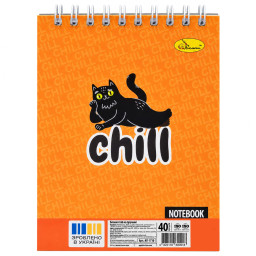 Блокнот для записей "Chill" А6 Апельсин АП-1711-12, 40 листов, пружина сверху