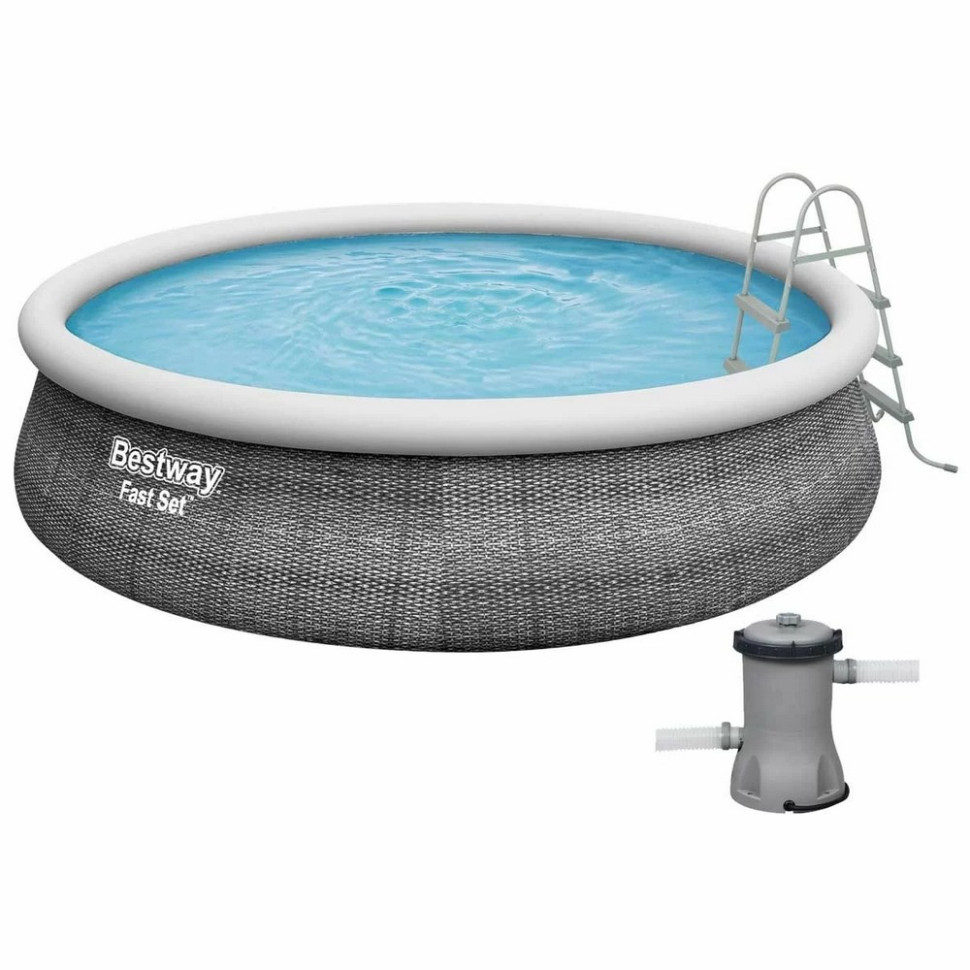 Надувний басейн Bestway 57372-22714, 457х107 см 12362 л, з картриджним фільтром і сходами