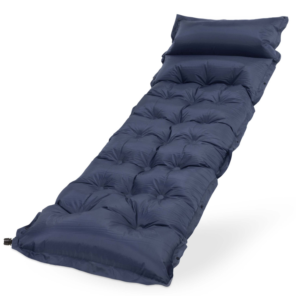 Коврик самонадувающийся с подушкой Springos PM054 Navy Blue, до 110 кг 193x66x3,5 см