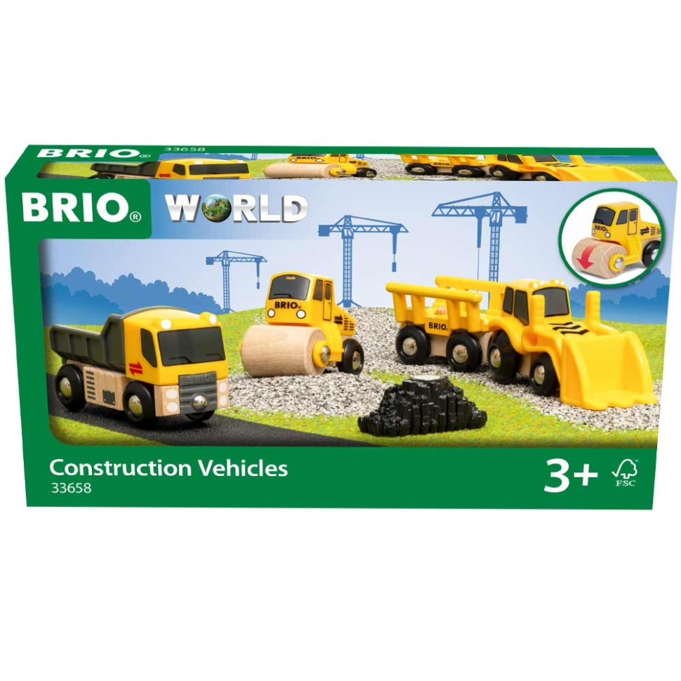 Набор игрушечной строительной техники BRIO 33658-BR, дерево, пластик, металл 5 элементов в комплекте