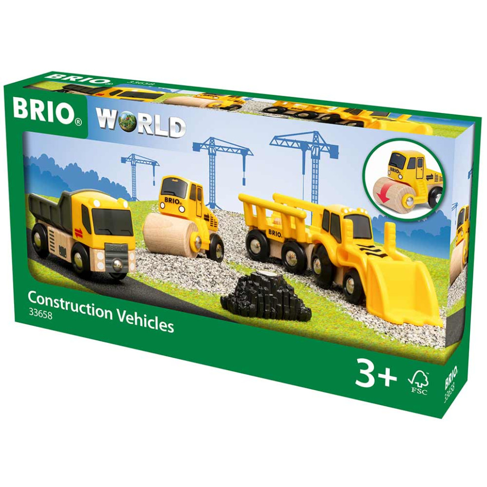 Набор игрушечной строительной техники BRIO 33658-BR, дерево, пластик, металл 5 элементов в комплекте