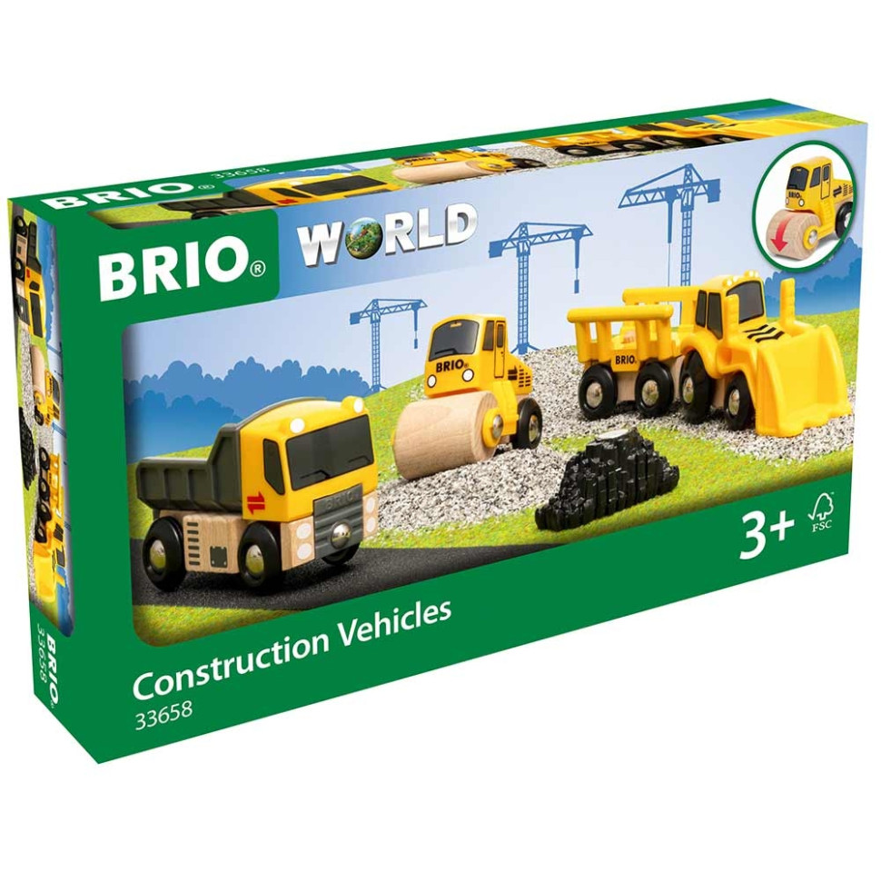 Набор игрушечной строительной техники BRIO 33658-BR, дерево, пластик, металл 5 элементов в комплекте