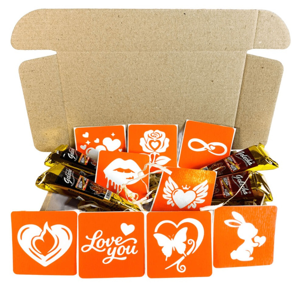 Набір хни з трафаретами для біо-тату №8 Fresh Tattoo henna-set-08, 9 трафаретів