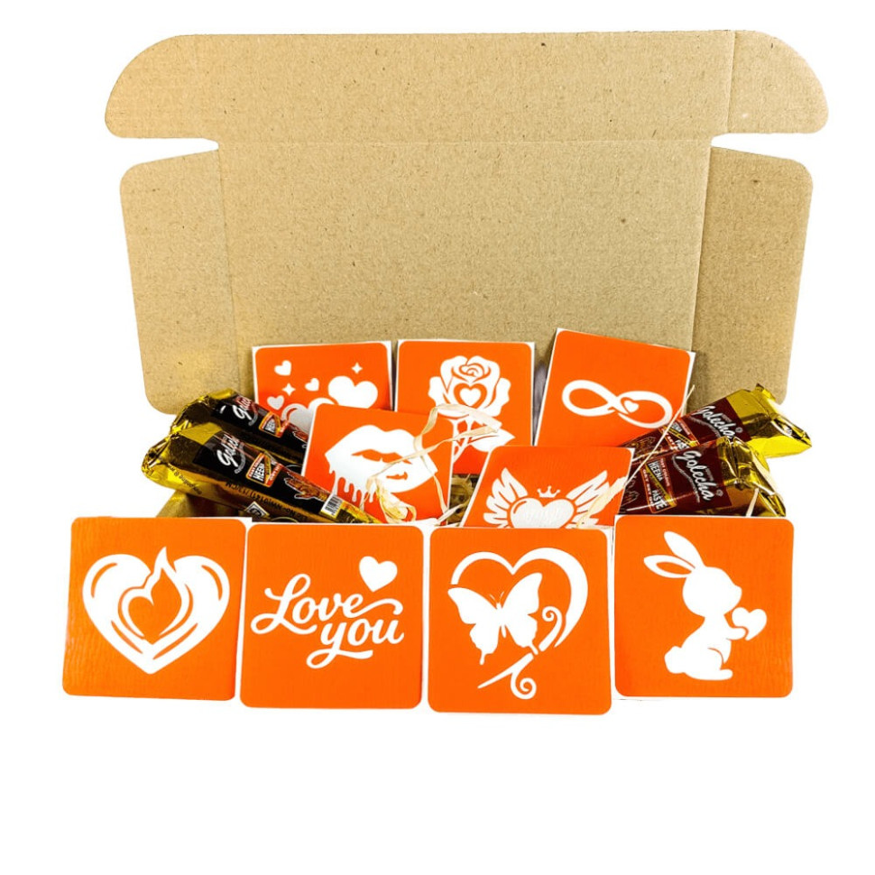 Набір хни з трафаретами для біо-тату №8 Fresh Tattoo henna-set-08, 9 трафаретів