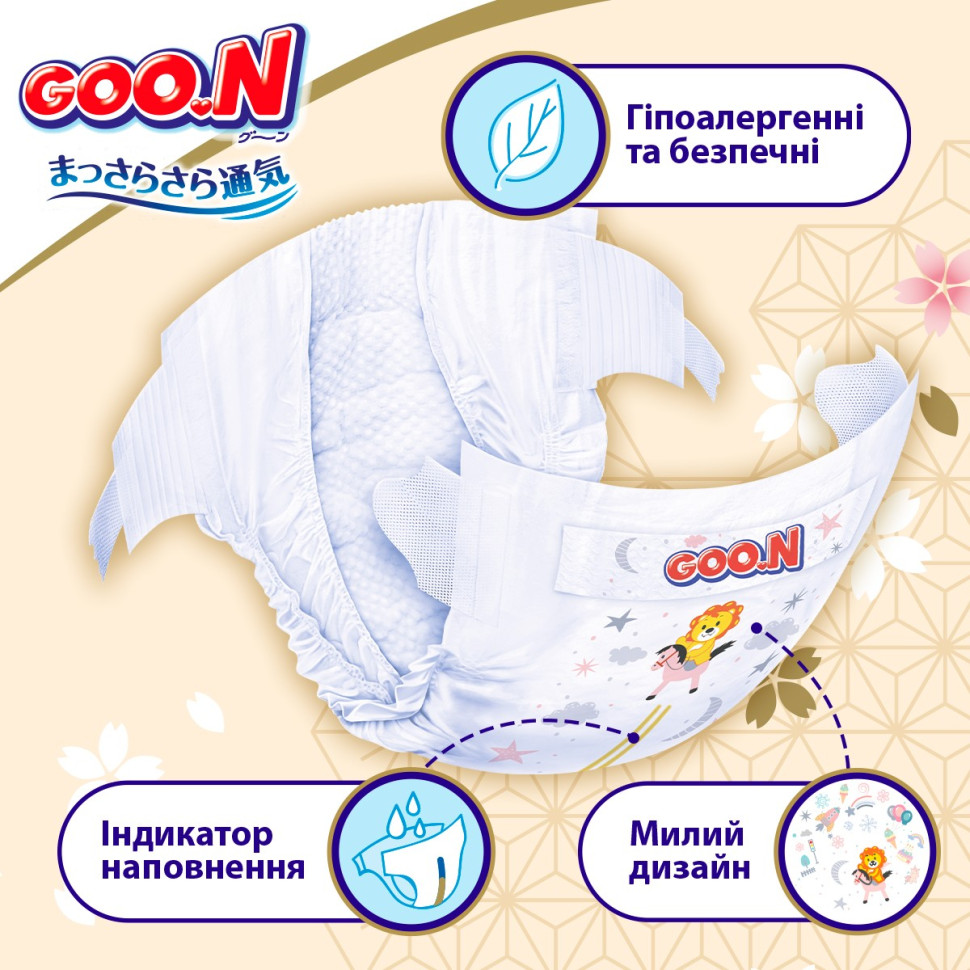 Підгузки для немовлят GOO.N Premium Soft F1010101-152 до 5 кг (1(NB), на липучках, унісекс 72 шт)