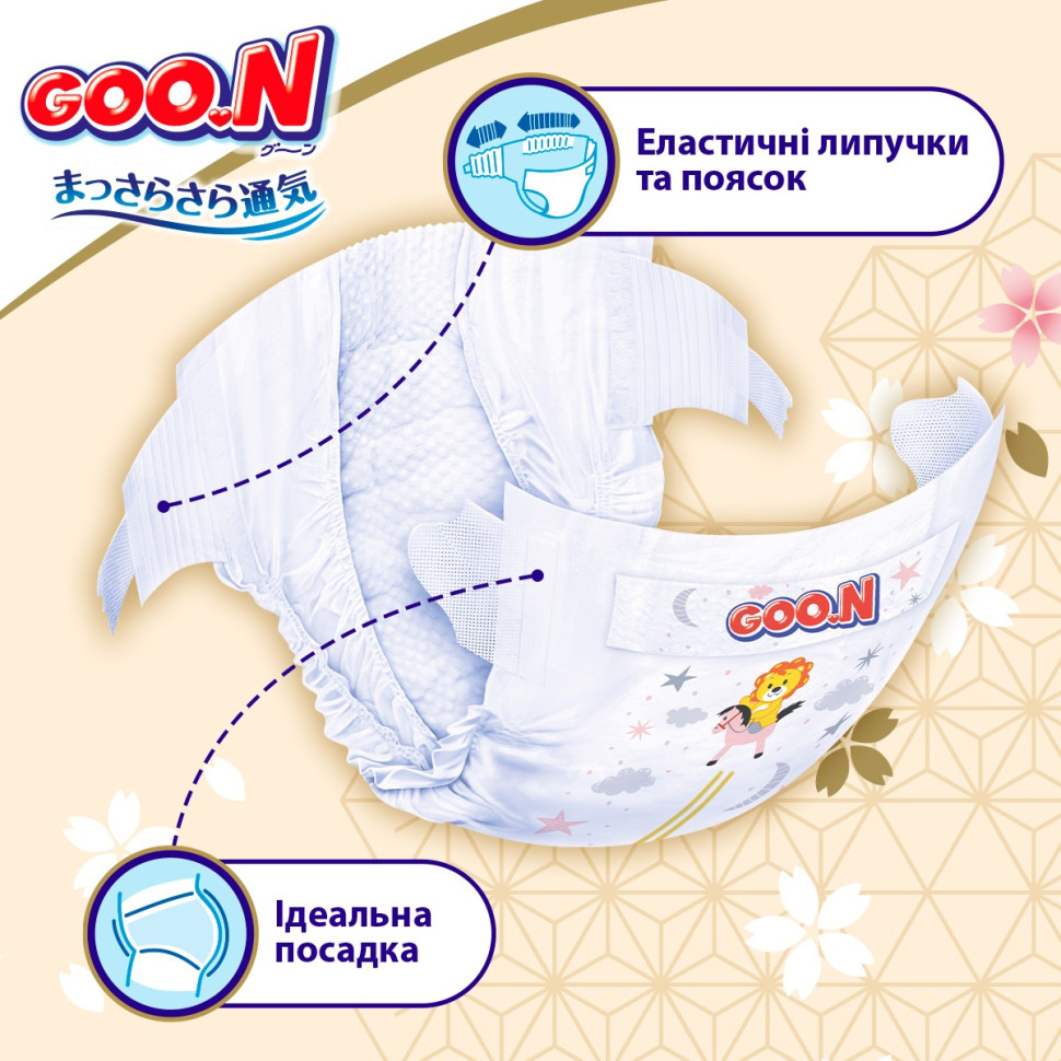Підгузки для немовлят GOO.N Premium Soft F1010101-152 до 5 кг (1(NB), на липучках, унісекс 72 шт)