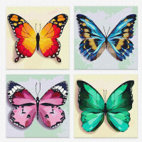Набор для росписи по номерам. Полиптих Идейка "Весенние бабочки" 25х25 см KNP021