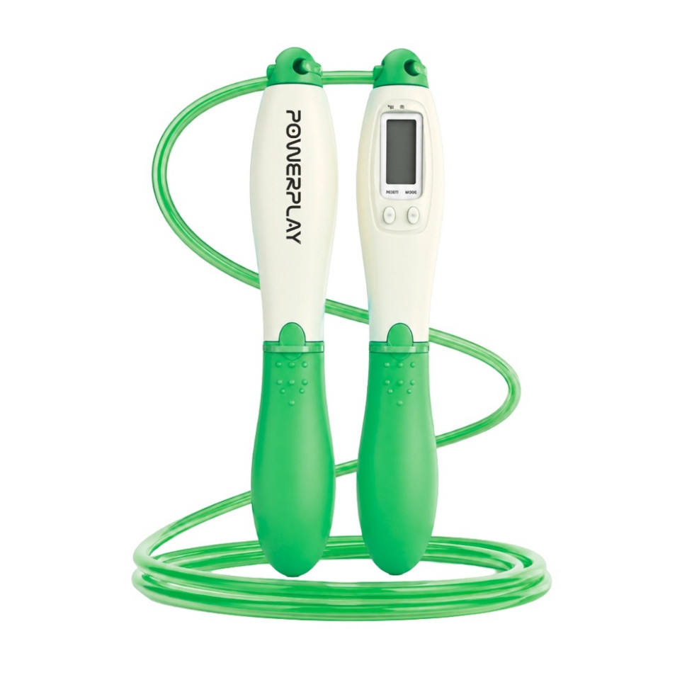 Скакалка з лічильником 4216 Jump Rope PowerPlay PP_4216_Green, довжина 2,8 метра