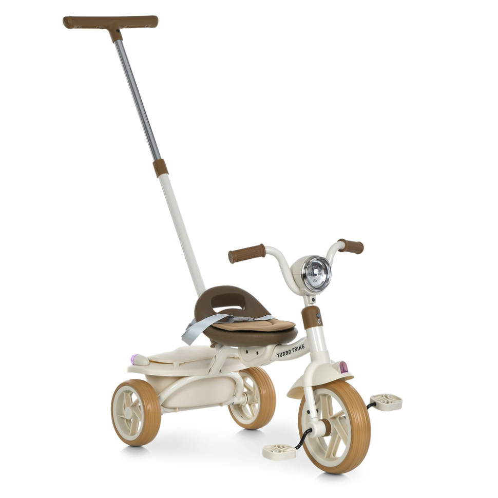 Дитячий триколісний велосипед Turbo Trike MT 1037-1 Beige, з батьківською ручкою