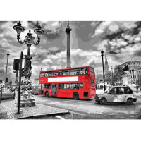Картина по номерам Идейка Городской пейзаж "Яркий автобус" 35х50см KHO2146