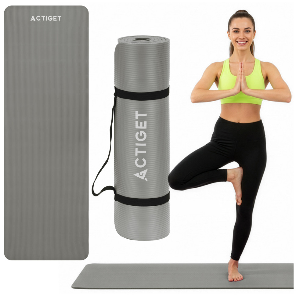 Килимок для йоги та фітнесу Actiget ACT0019 NBR, Grey 183x61x1 см