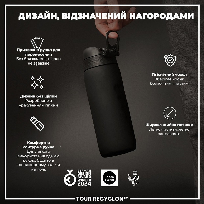 Спортивна пляшка для води ION8 I8RF750BLK, Black 750 мл