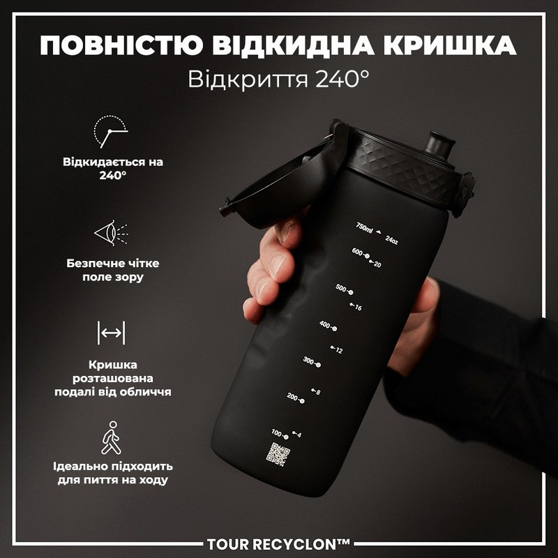Спортивна пляшка для води ION8 I8RF750BLK, Black 750 мл